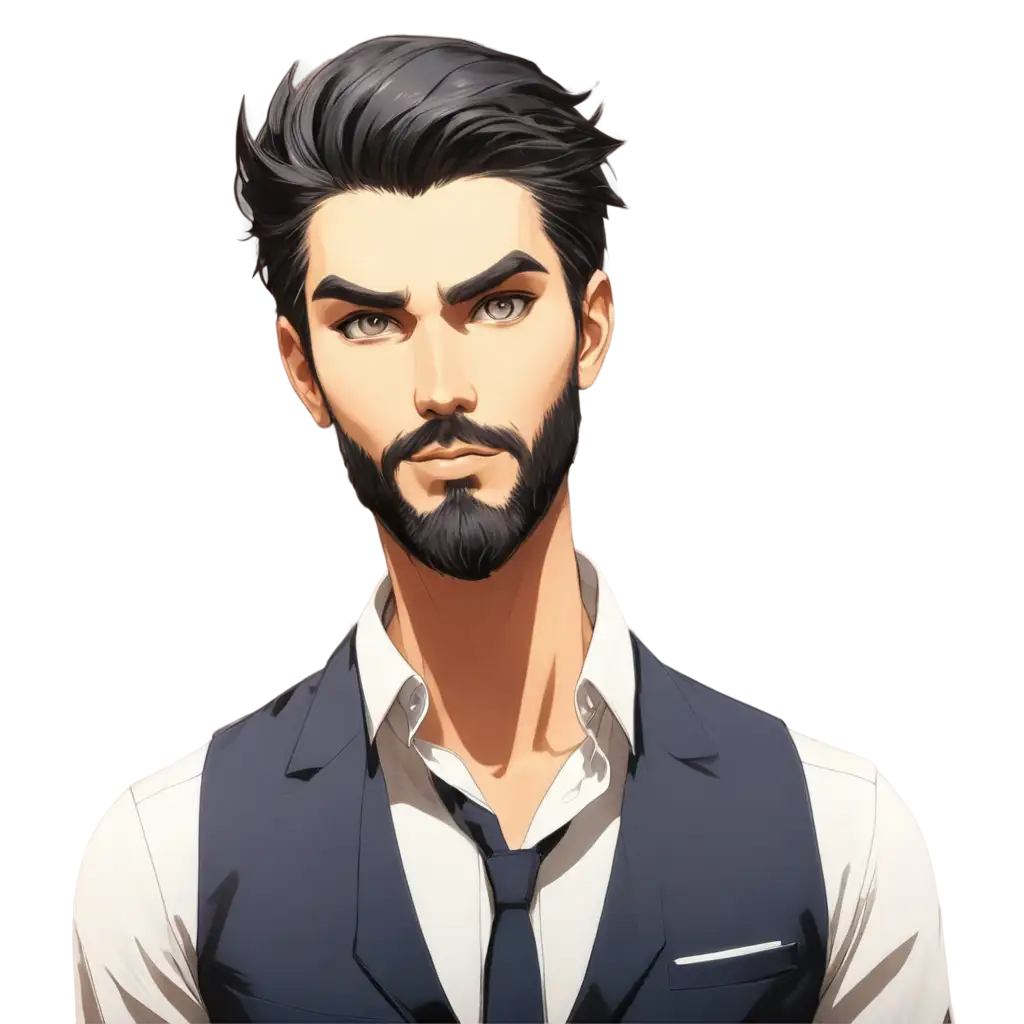 Anime-Slicked-Back-Hair-Bearded-Male-PNG-Cool-Guy-with-Anime-Face-in-HighQuality-PNG-Format