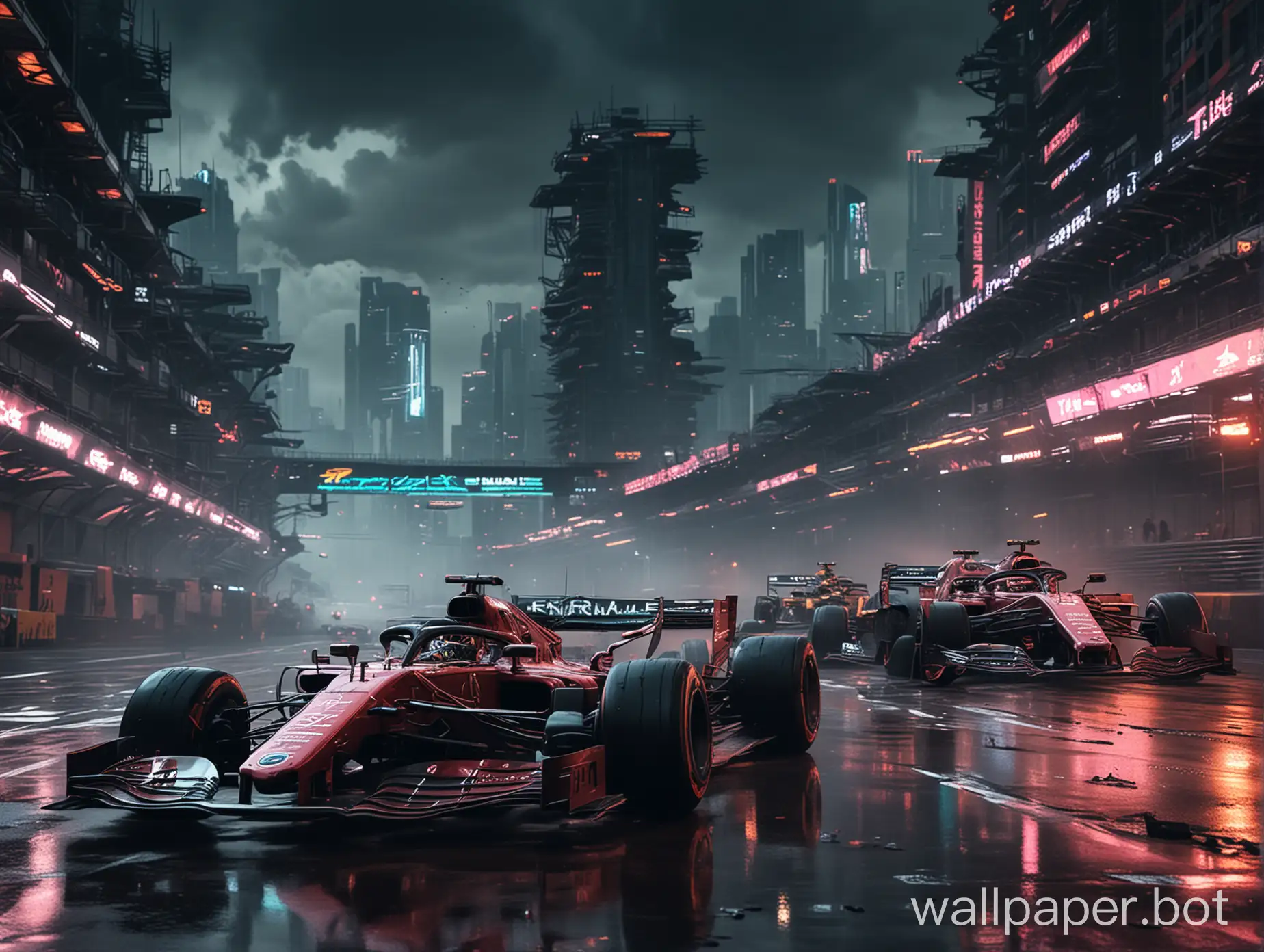 Cyberpunk-Formula-1-Race-in-Futuristic-Cityscape