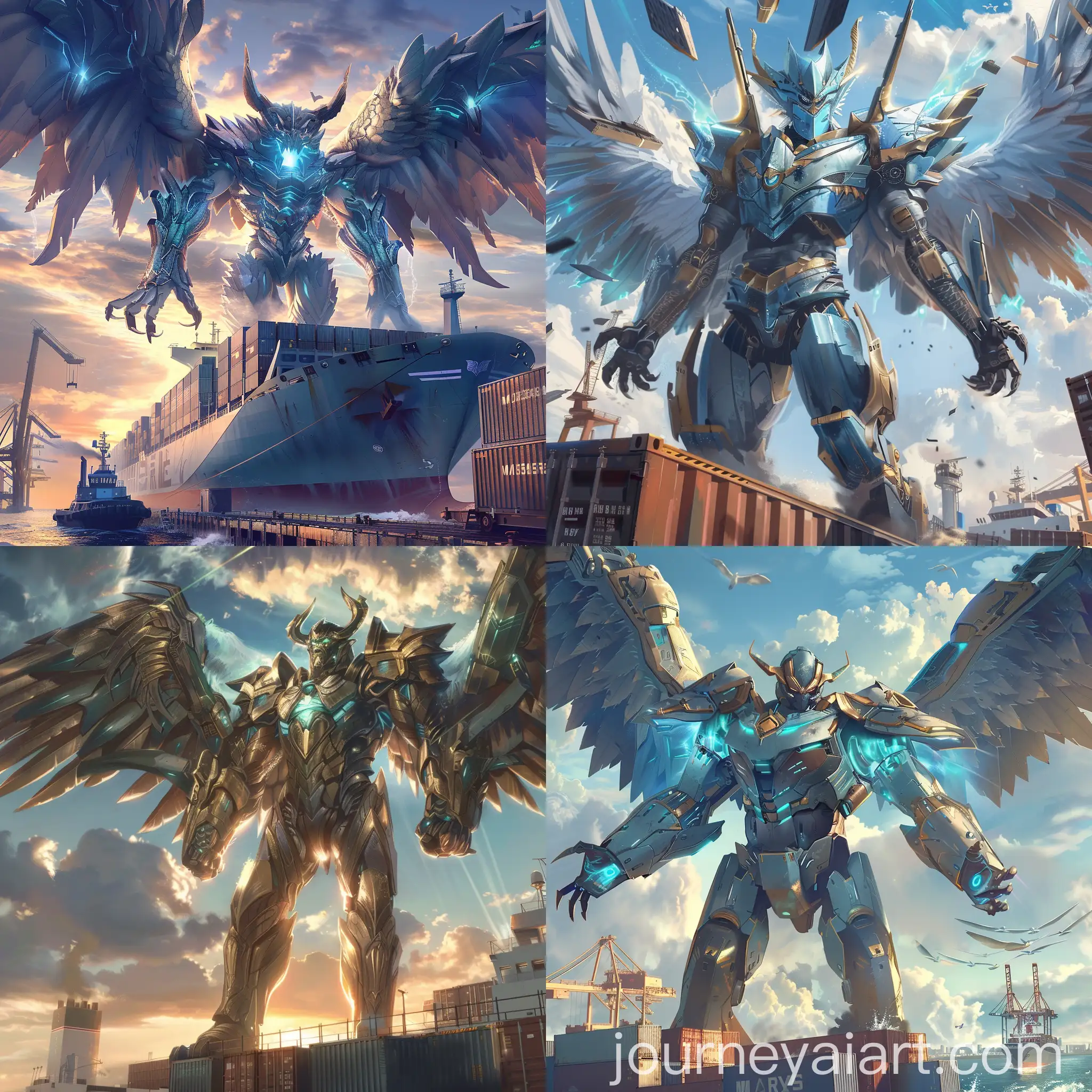 Galio-Character-Protecting-Maersk-Container-Ship-with-Wings