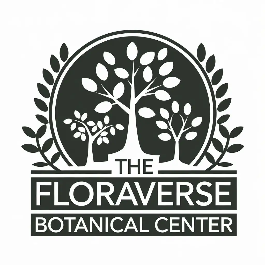 LOGO Design for The Floraverse Botanical Center Vector with Plants Trees and Education Theme