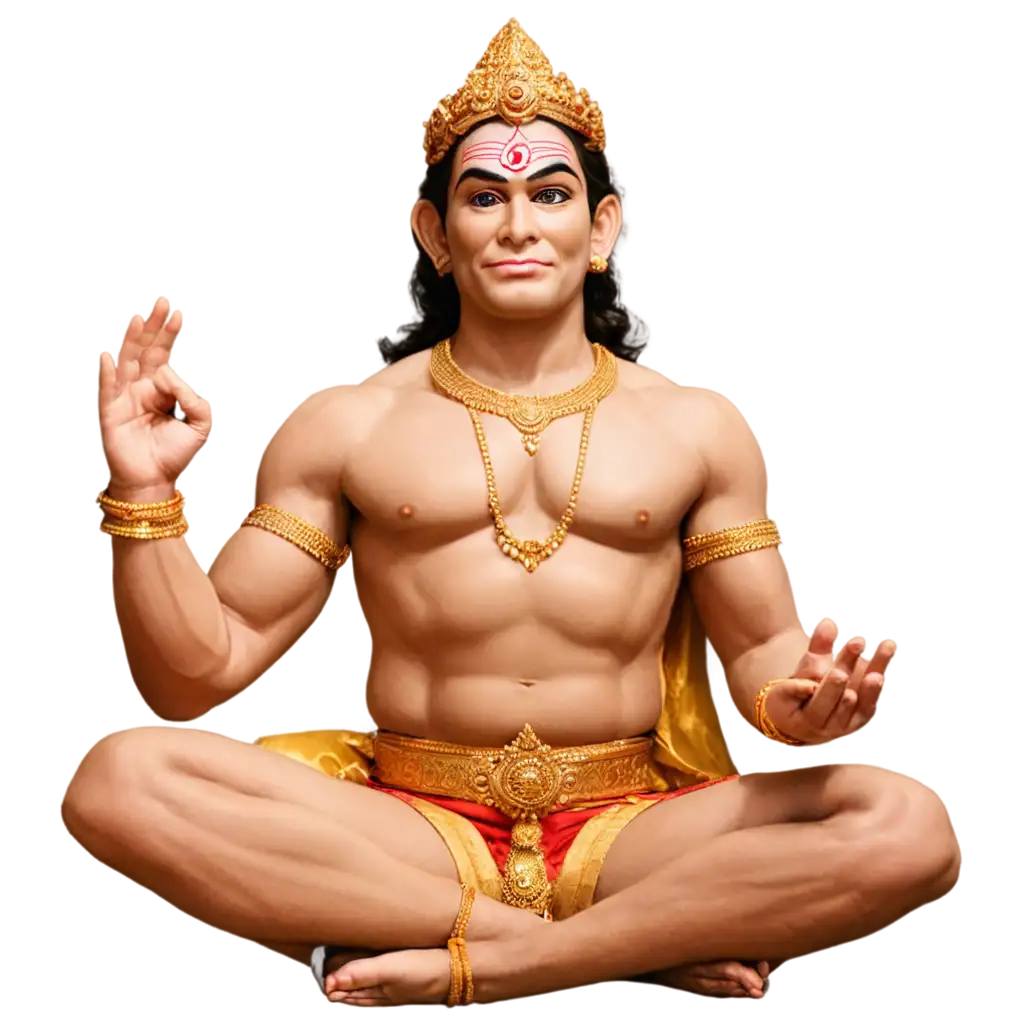 Hanuman-Dada-Sitting-Calmly-in-Dhyaan-Mudra-PNG-Serene-Spiritual-Art-for-Meditation-and-Yoga