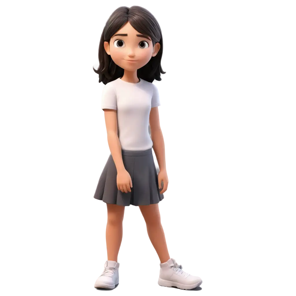 girl cartoon looking straight