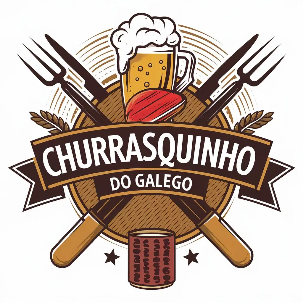 LOGO Design For Churrasquinho do Galego Barbecue and Beer Theme with Clear Background