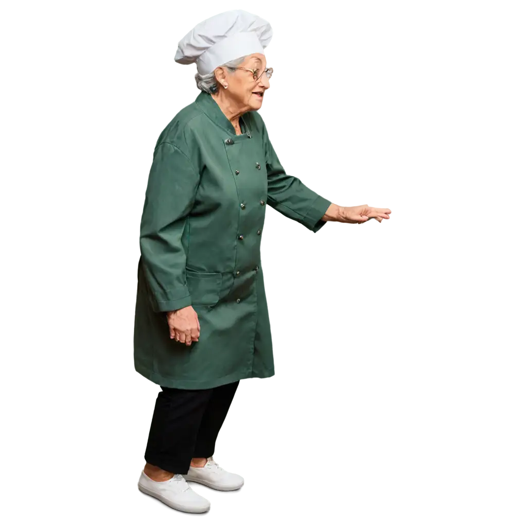 Old-Grandma-Wearing-a-Chefs-Coat-Walking-PNG-Image-HighQuality-Image-for-Versatile-Use