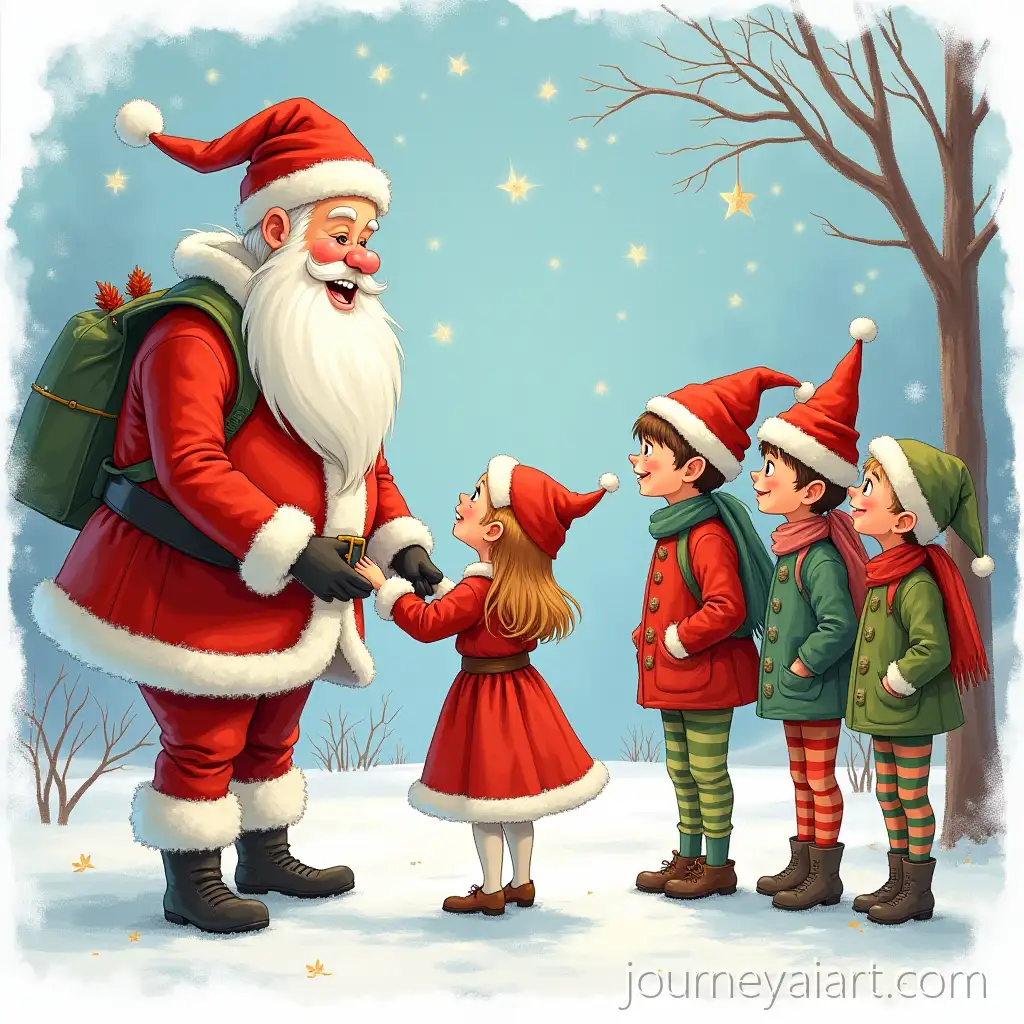 Children-Meeting-Father-Christmas-and-ElvesMeeting-Father-Christmas-in-a-Magical-Scene