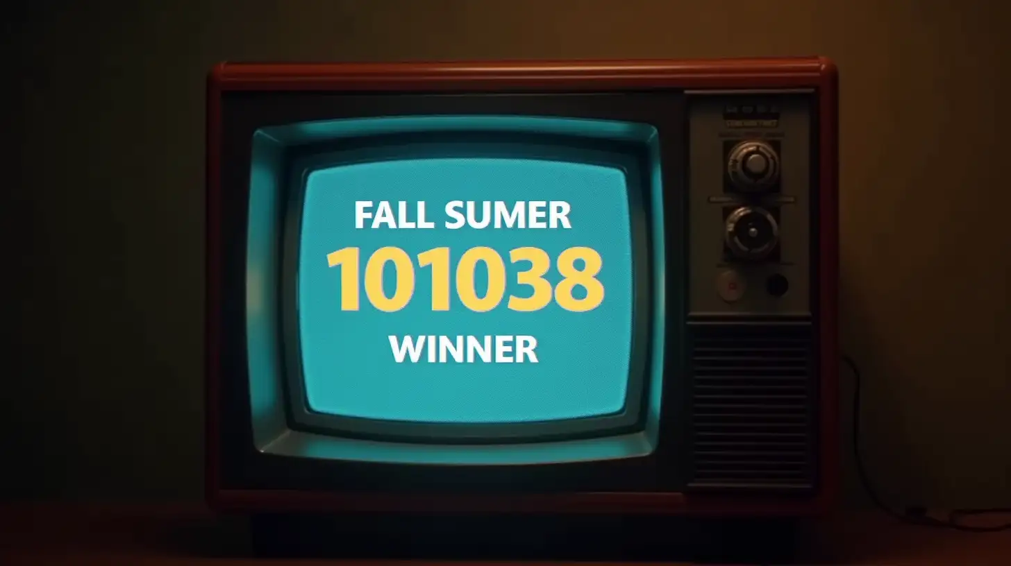 Vintage Television Displaying Lotto Winner Announcement with Number 101038