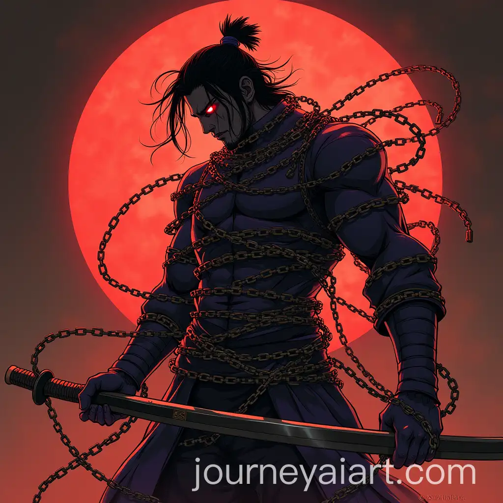 Samurai-Anime-Character-Wrapped-in-Chains-for-Epic-Music-Album-Cover