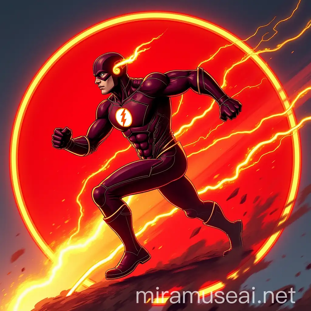 Marvel Flash Character Running Fast on Red Tron Coin