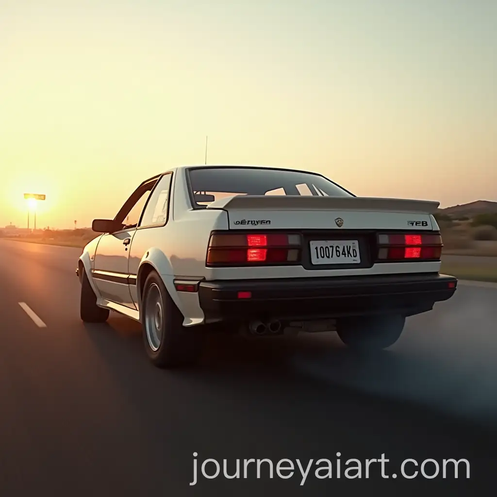 HighSpeed-Drift-of-White-Chevrolet-Gentra-with-Motion-Blur-in-Golden-Hour-Lighting