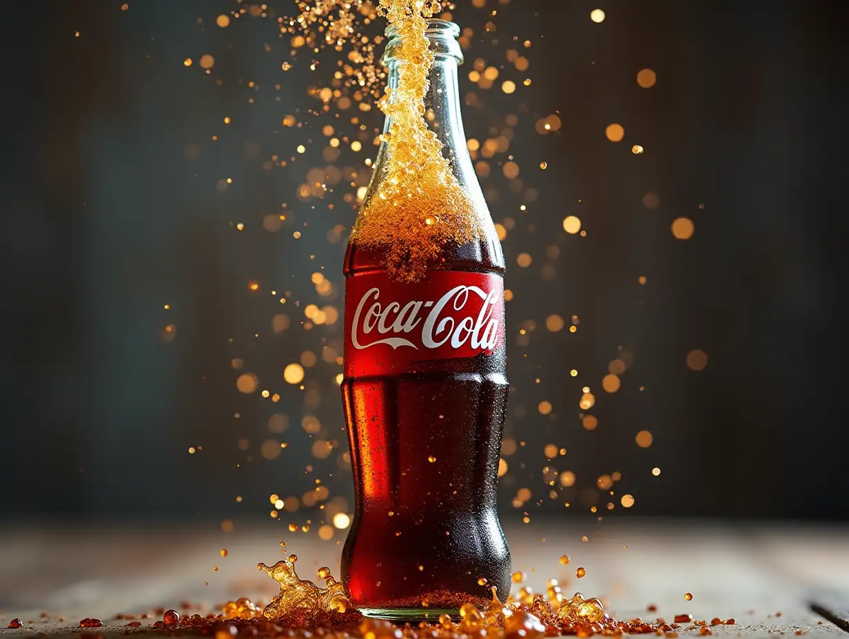 Shaken-CocaCola-Bottle-Overflowing-with-Fizz-and-Bubbles