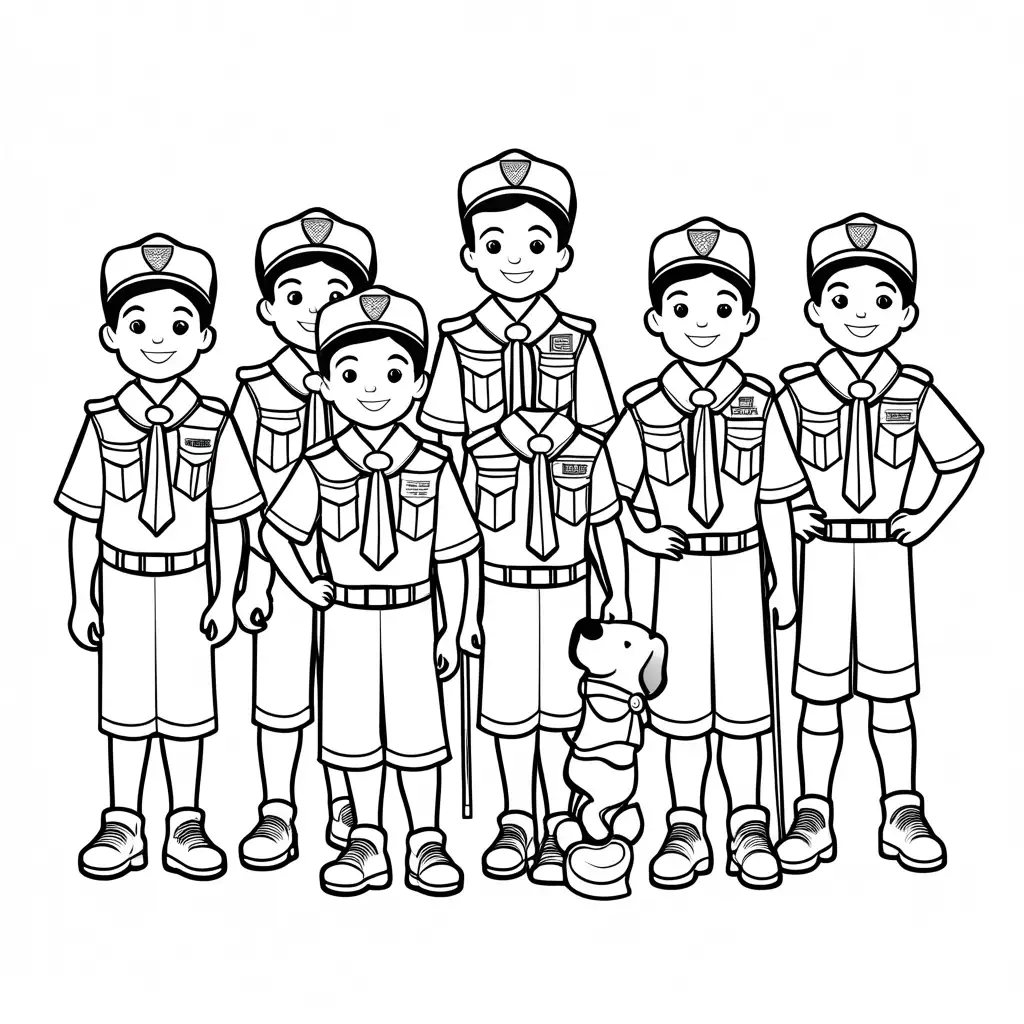 Cub-Scout-Coloring-Page-Simple-Line-Art-on-White-Background