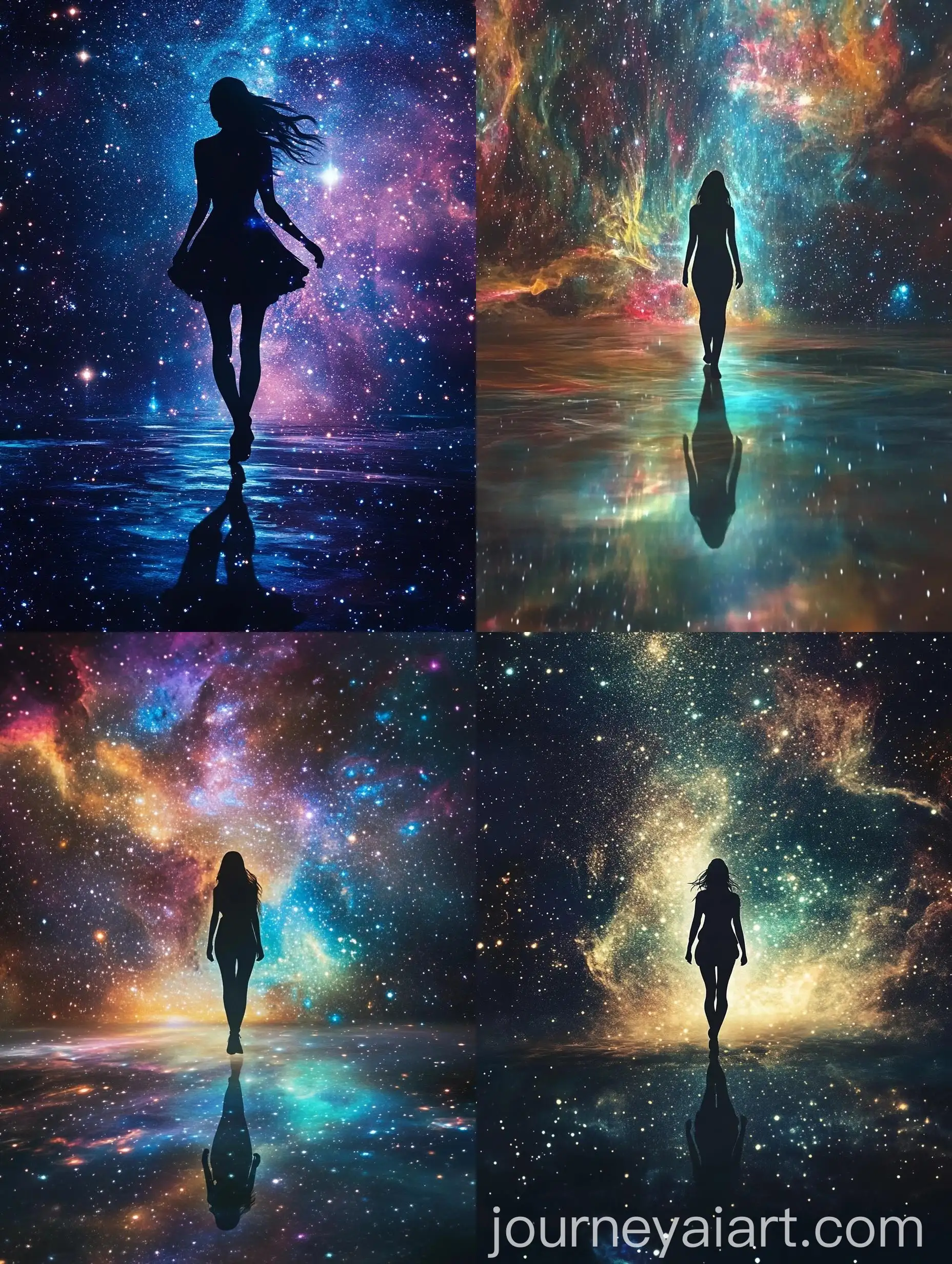 Woman-Walking-in-Star-Galaxy