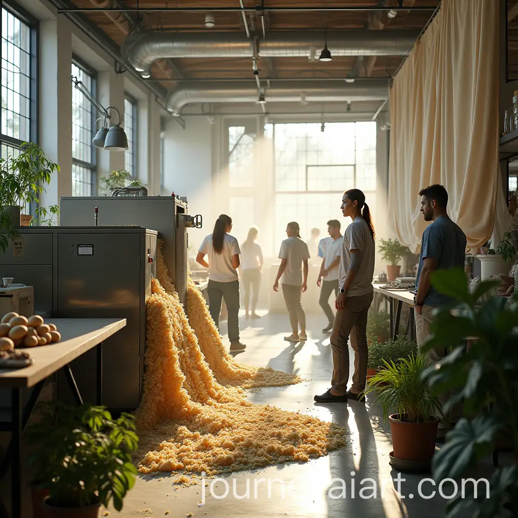 Innovative-Sustainable-Fashion-Factory-Processing-Potato-Waste-into-Biodegradable-Fabrics