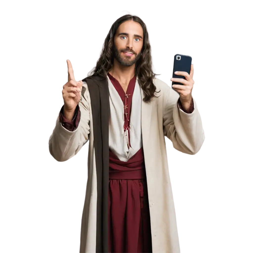 SEOOptimized-PNG-Image-Jesus-Taking-a-Selfie-with-a-Cell-Phone