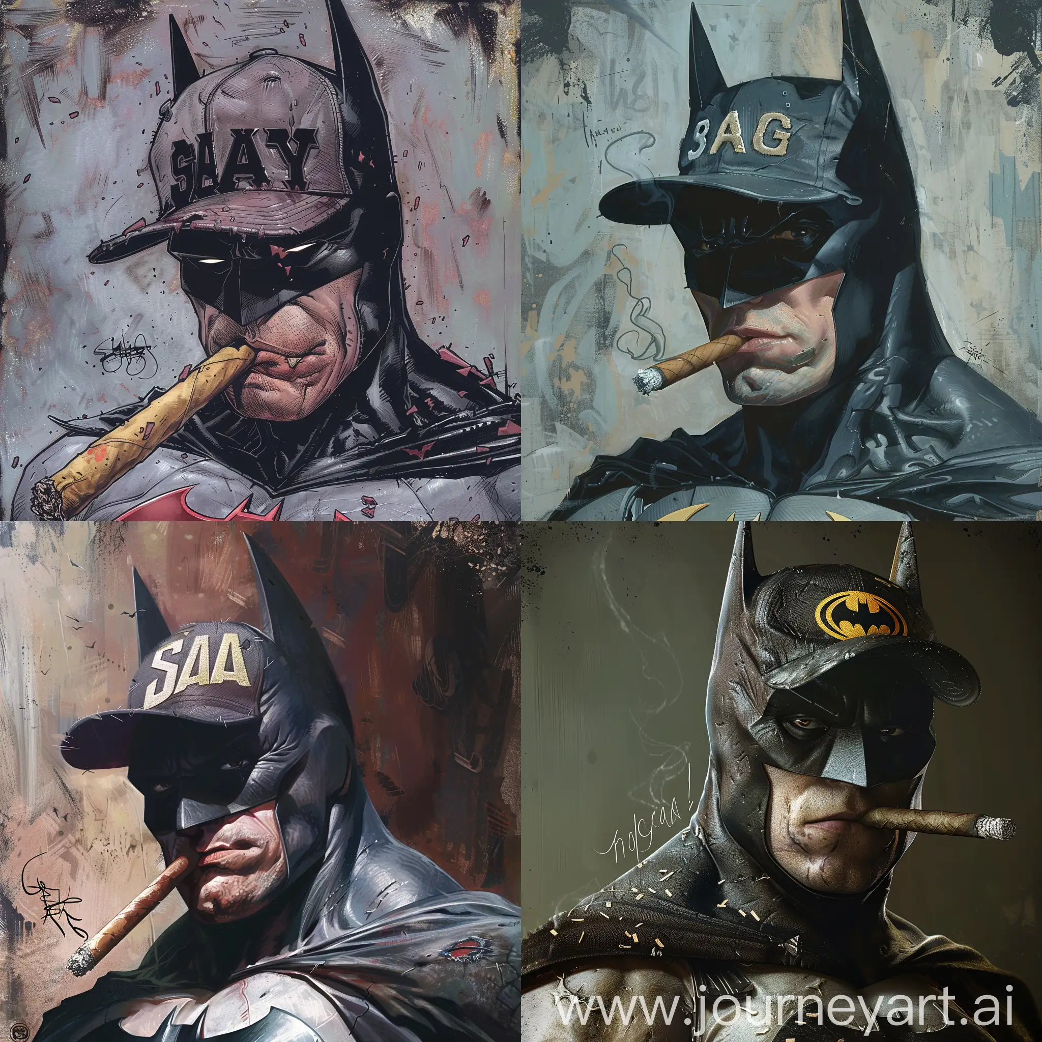 Sad-Stoned-Batman-Smoking-a-Cigar-with-a-Swag-Cap