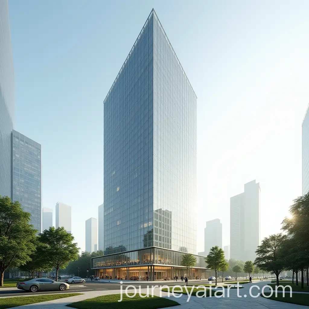 Futuristic-33Story-Glass-Tower-with-Zigzag-Design-at-Urban-Intersection
