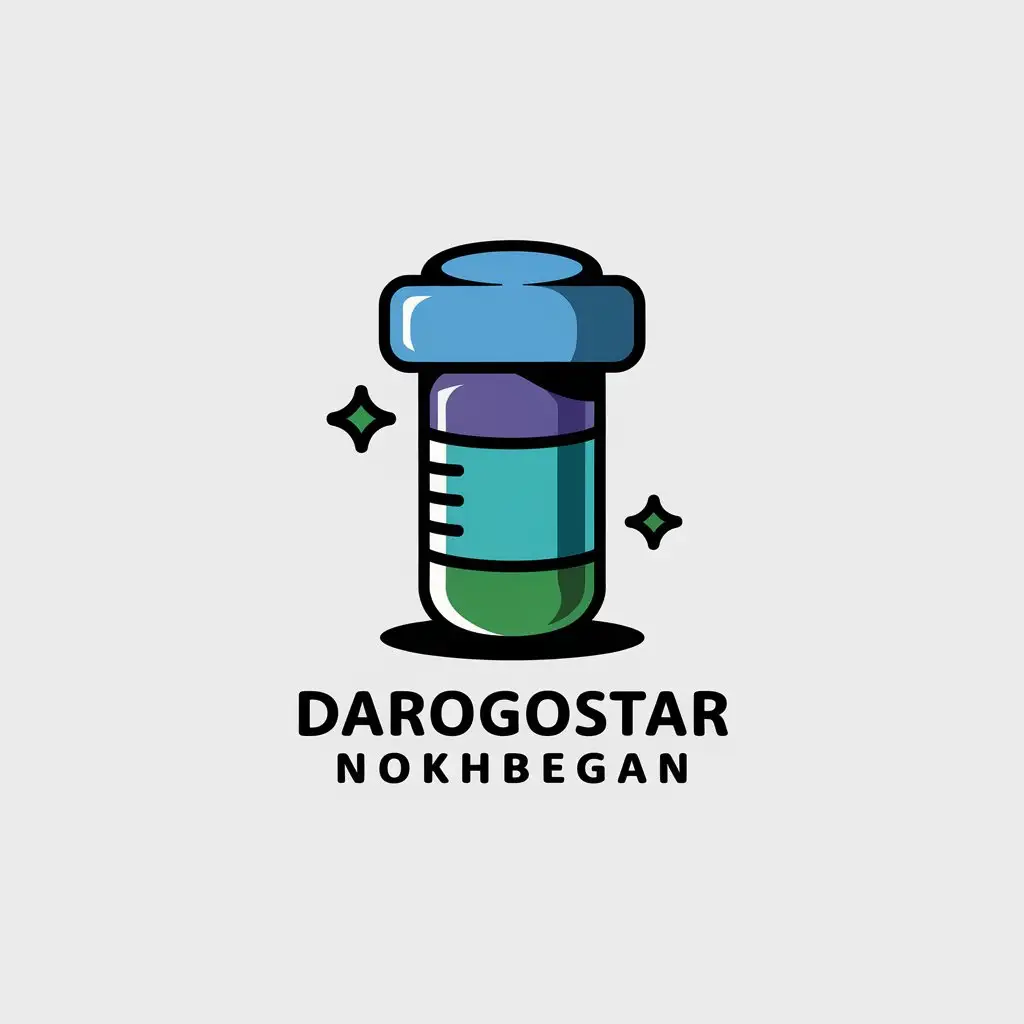 LOGO Design for Darogostar Nokhbegan Minimalistic Vector with Drug Symbol and Clear Background