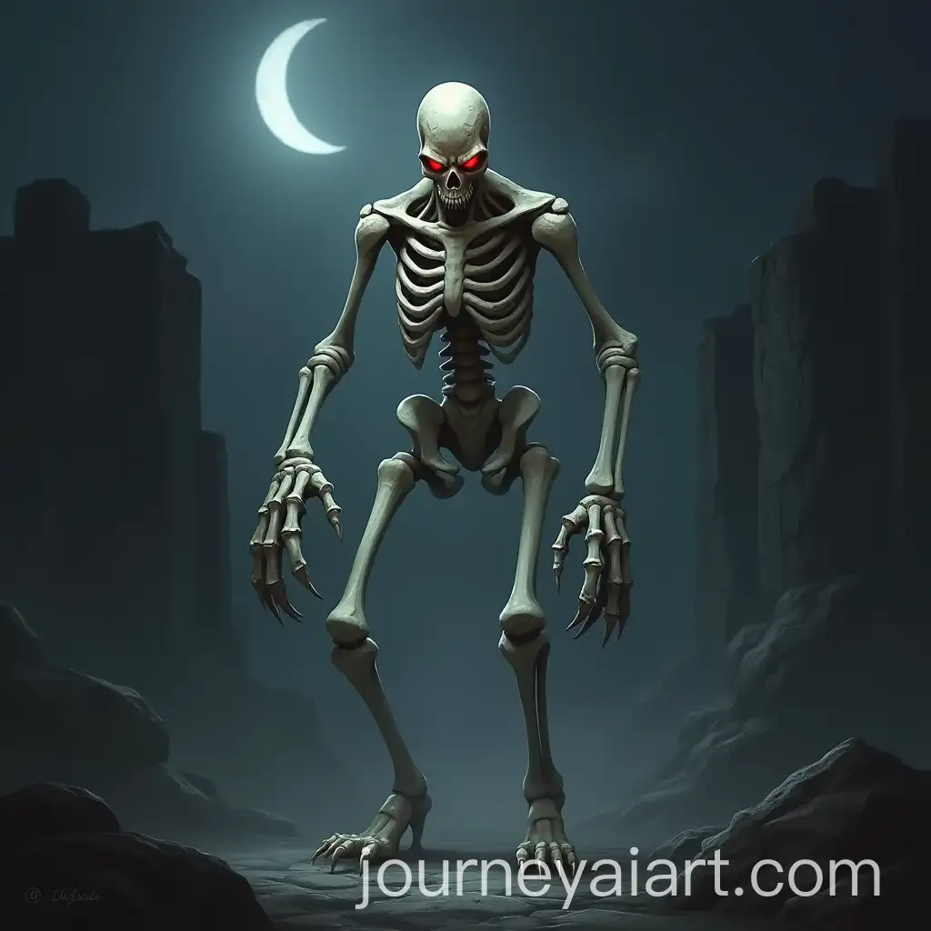 Menacing-Skeletal-Creature-with-RazorSharp-Claws-in-Dark-Misty-Environment