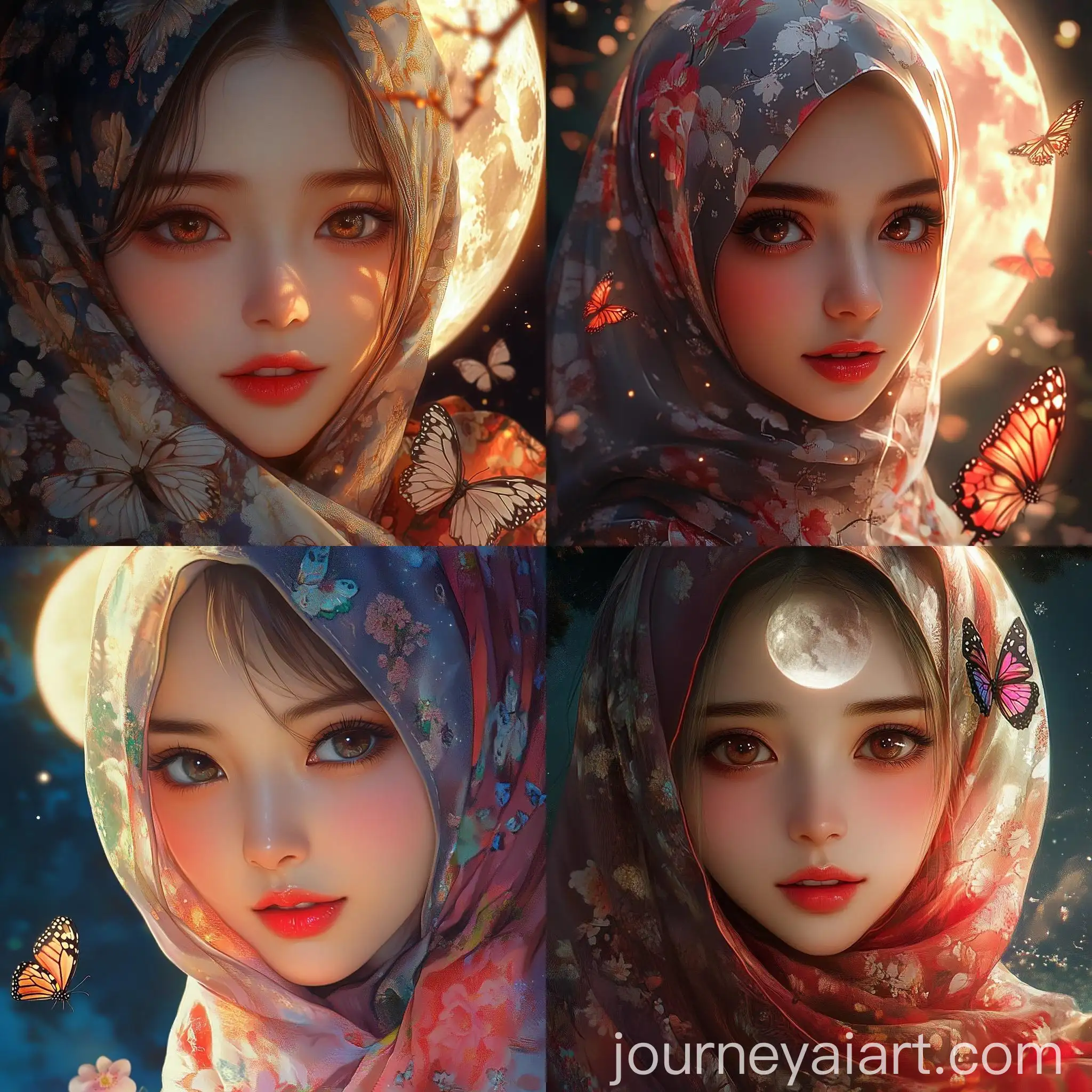 Charming-Young-Woman-in-ButterflyPatterned-Hijab-and-Vibrant-Kimono