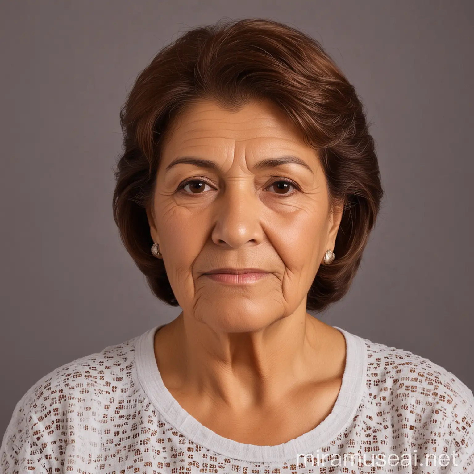 Serene Mexican Grandmother with Brown Hair Height 160 cm