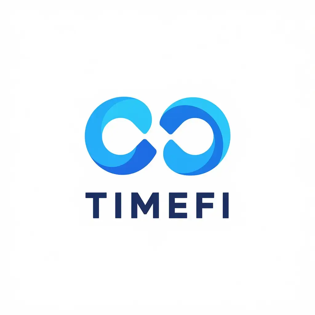 LOGO Design for TimeFi Blue Infinity Symbol with Minimalistic Style for Internet Industry