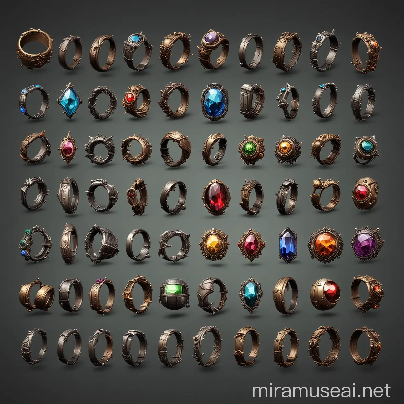 Retro RPG Items Sprite Sheet in Metallic and Mystery Colors