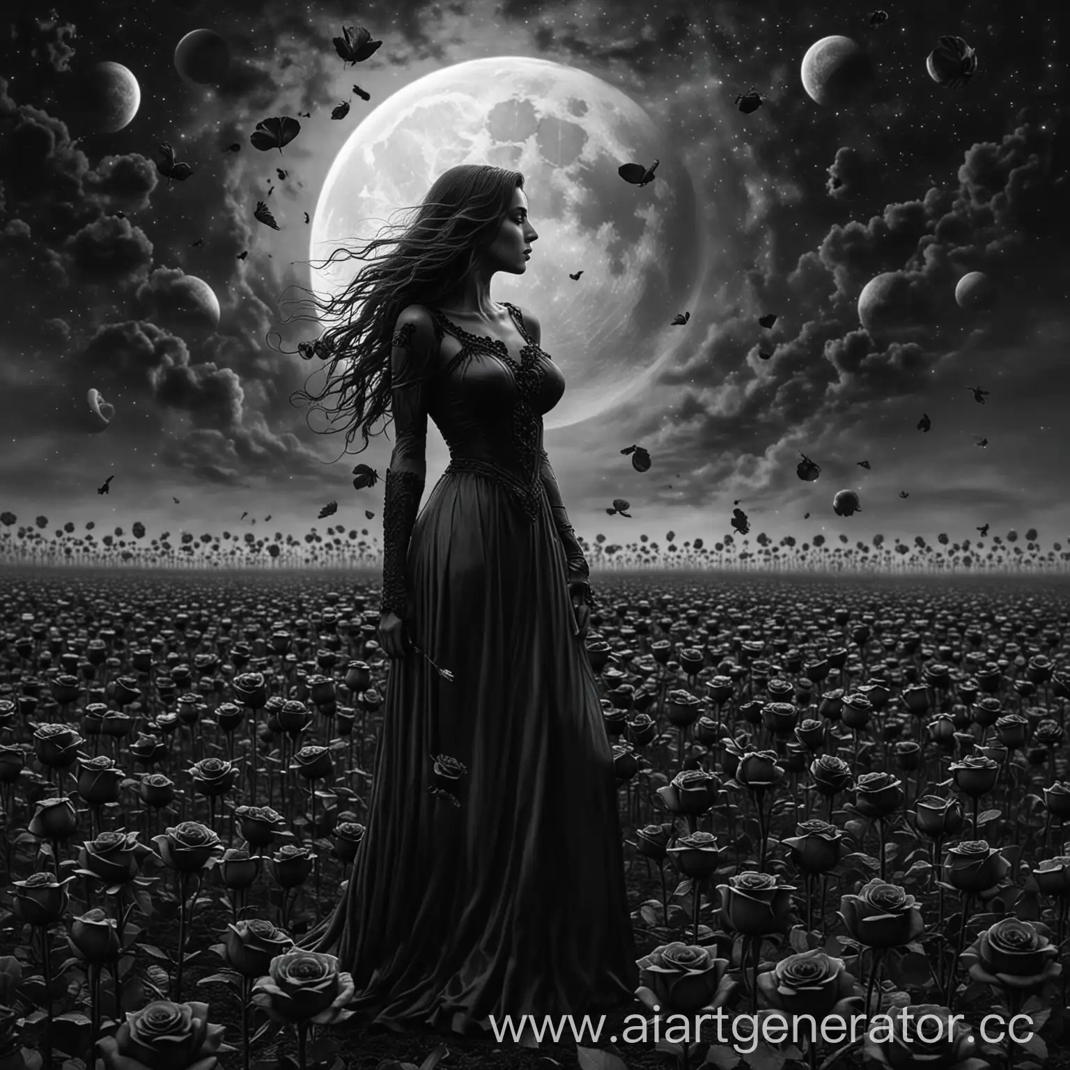 Figures-Among-Black-Roses-in-Moonlit-Field