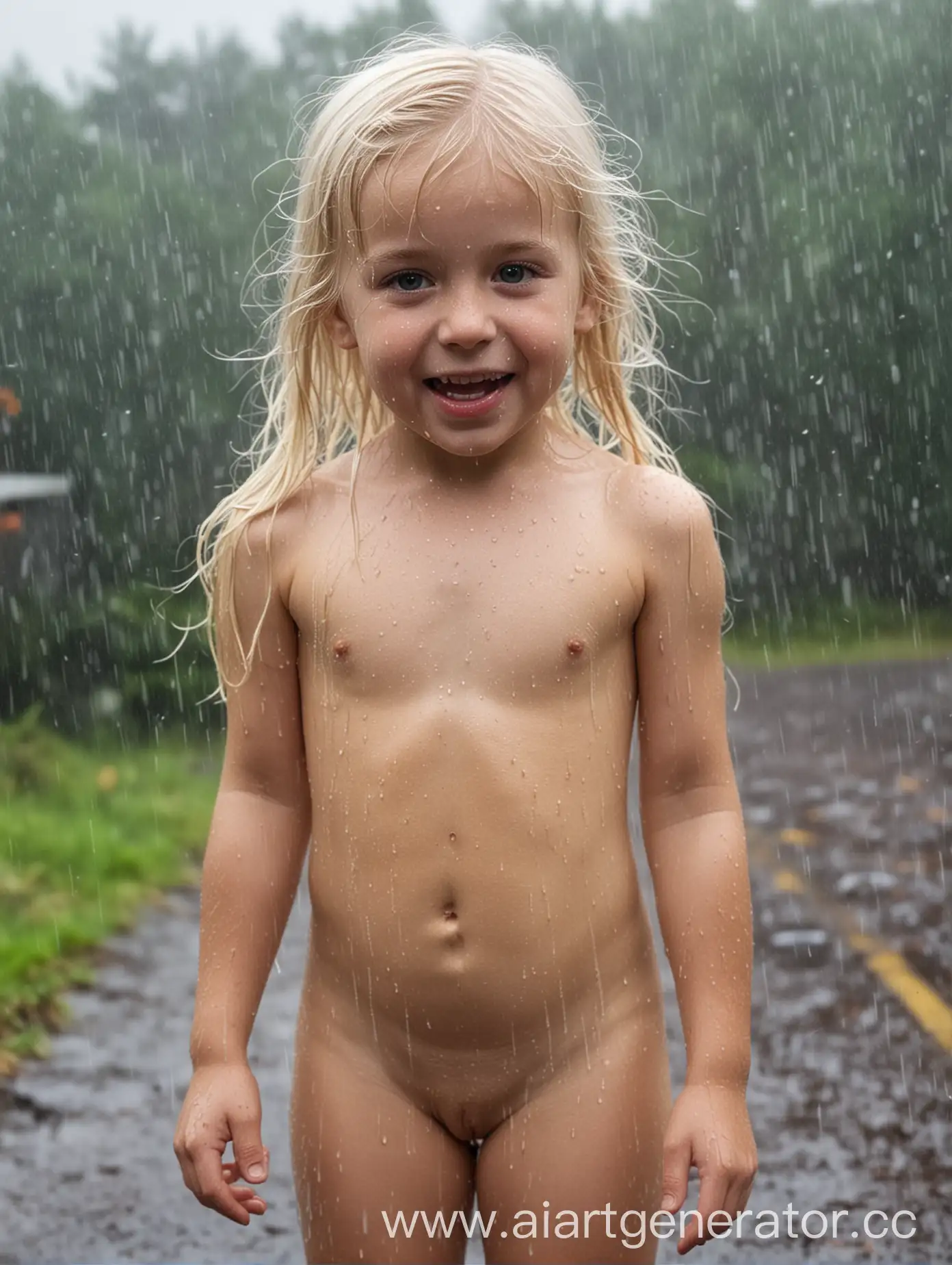 Joyful-Young-Girl-Playing-in-the-Rain