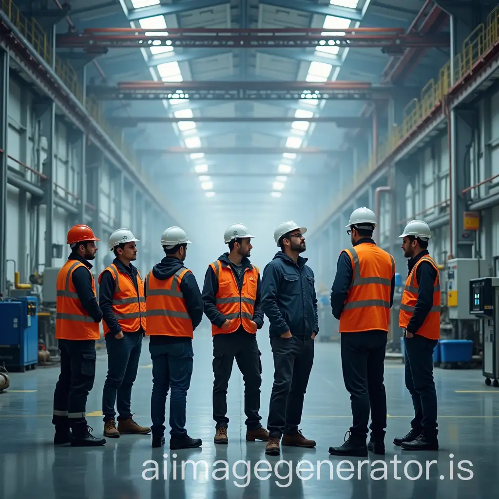 A diverse group of professionals working in a modern renewable energy facility