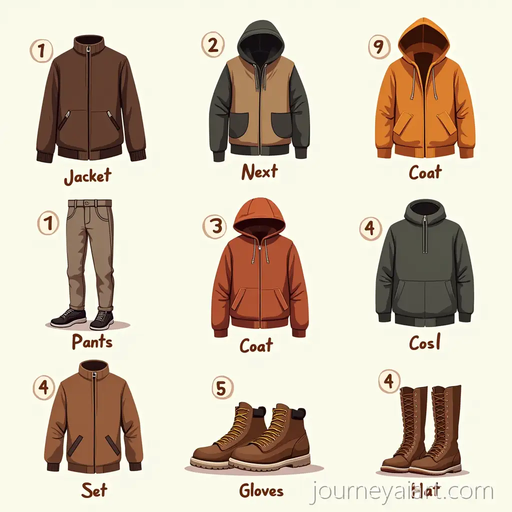CartoonStyleAutumn-Wardrobe-Illustration-Illustrations-of-Autumn-Wardrobe-Clothing-Items-for-Learning-English