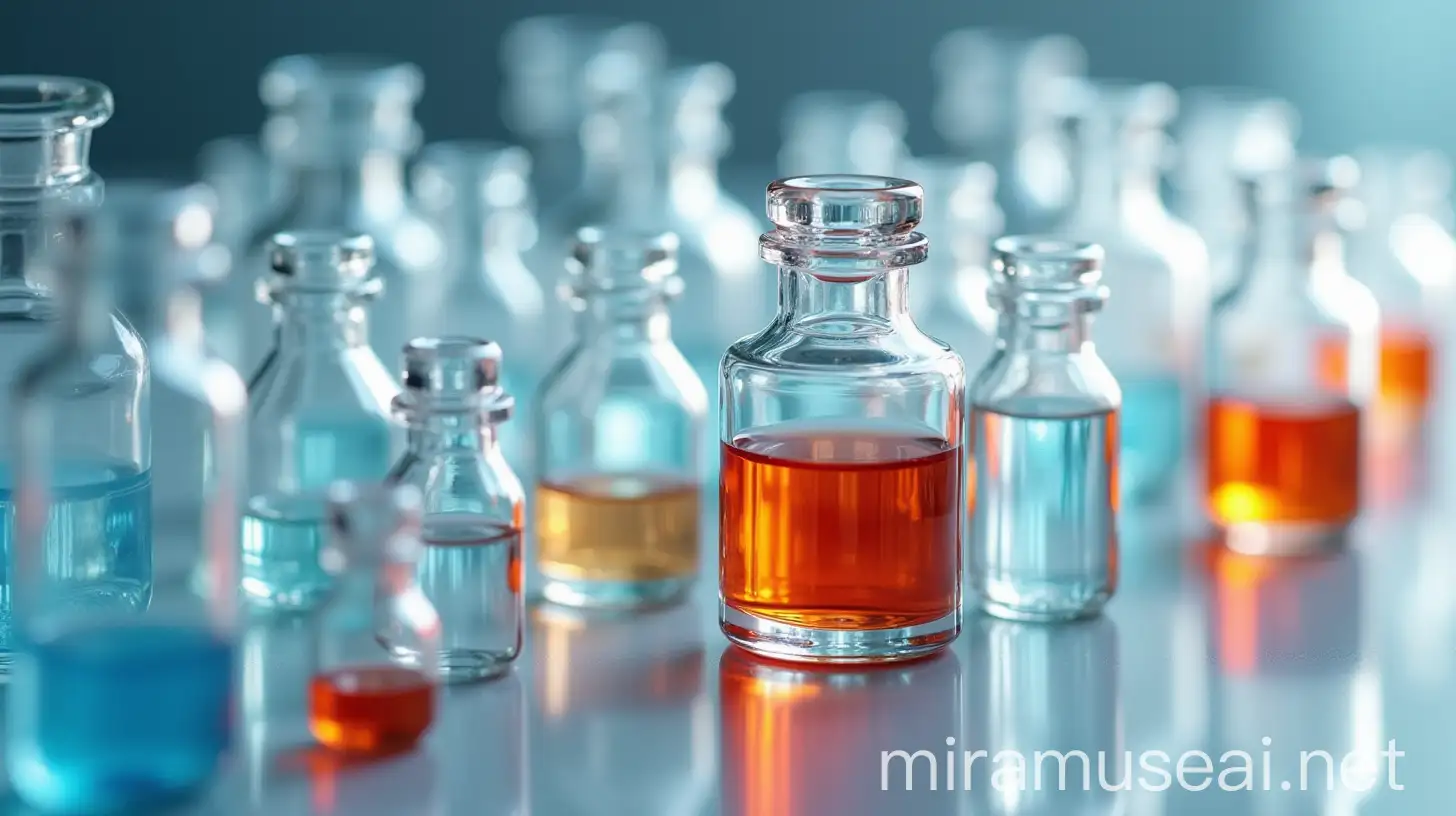 Collection of Pharmaceutical Glass Ampoules with Vibrant Liquids