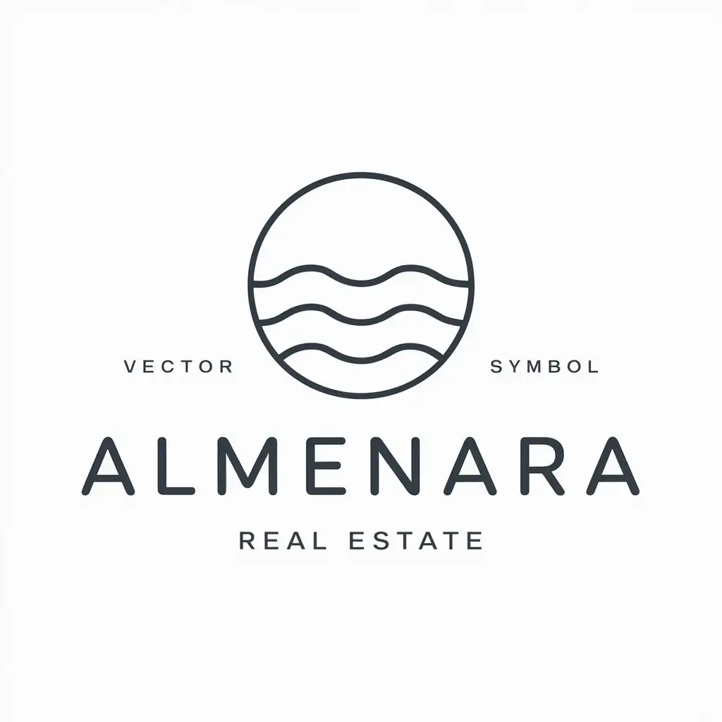 a vector logo design,with the text "Almenara", main symbol:Waves,Moderate,be used in Real Estate industry,clear background