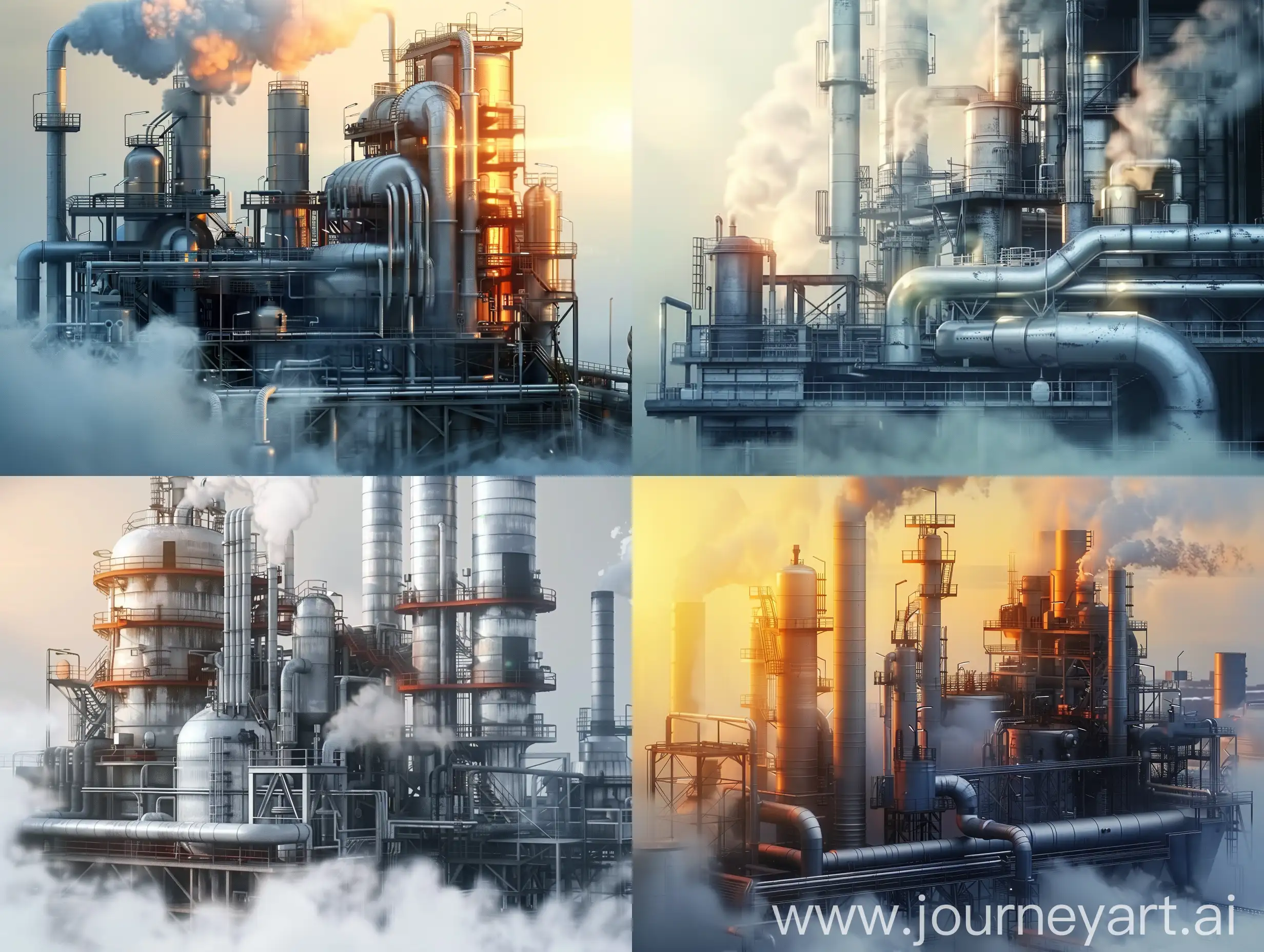 Futuristic-Factory-3D-Render-with-High-Quality-Smoke-and-Steam