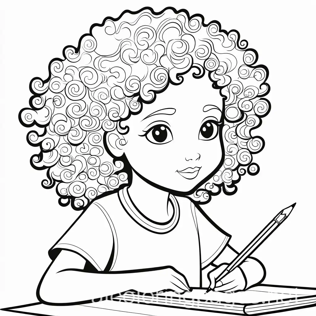 Curly-Haired-Girl-Coloring-Page-in-School-Setting