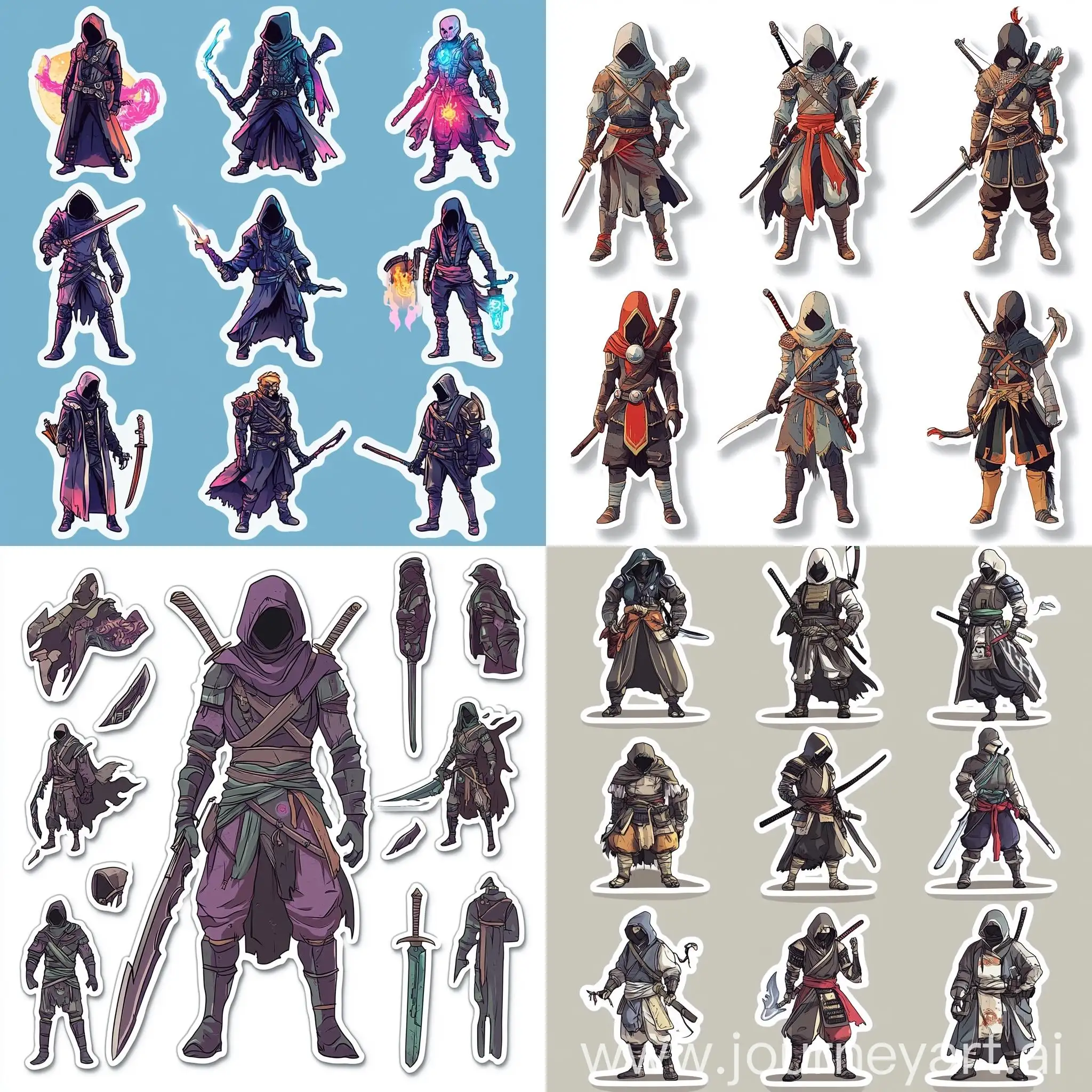 Sticker-Pack-Character-Collection-Various-Outfits-and-Weapons-Side-View