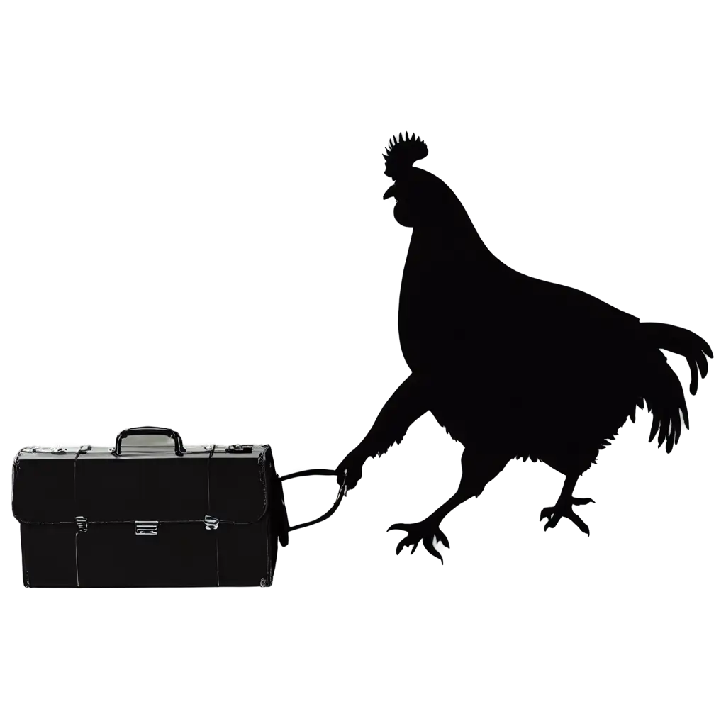 PNG-Image-Silhouette-of-a-Chicken-Pulling-a-Suitcase