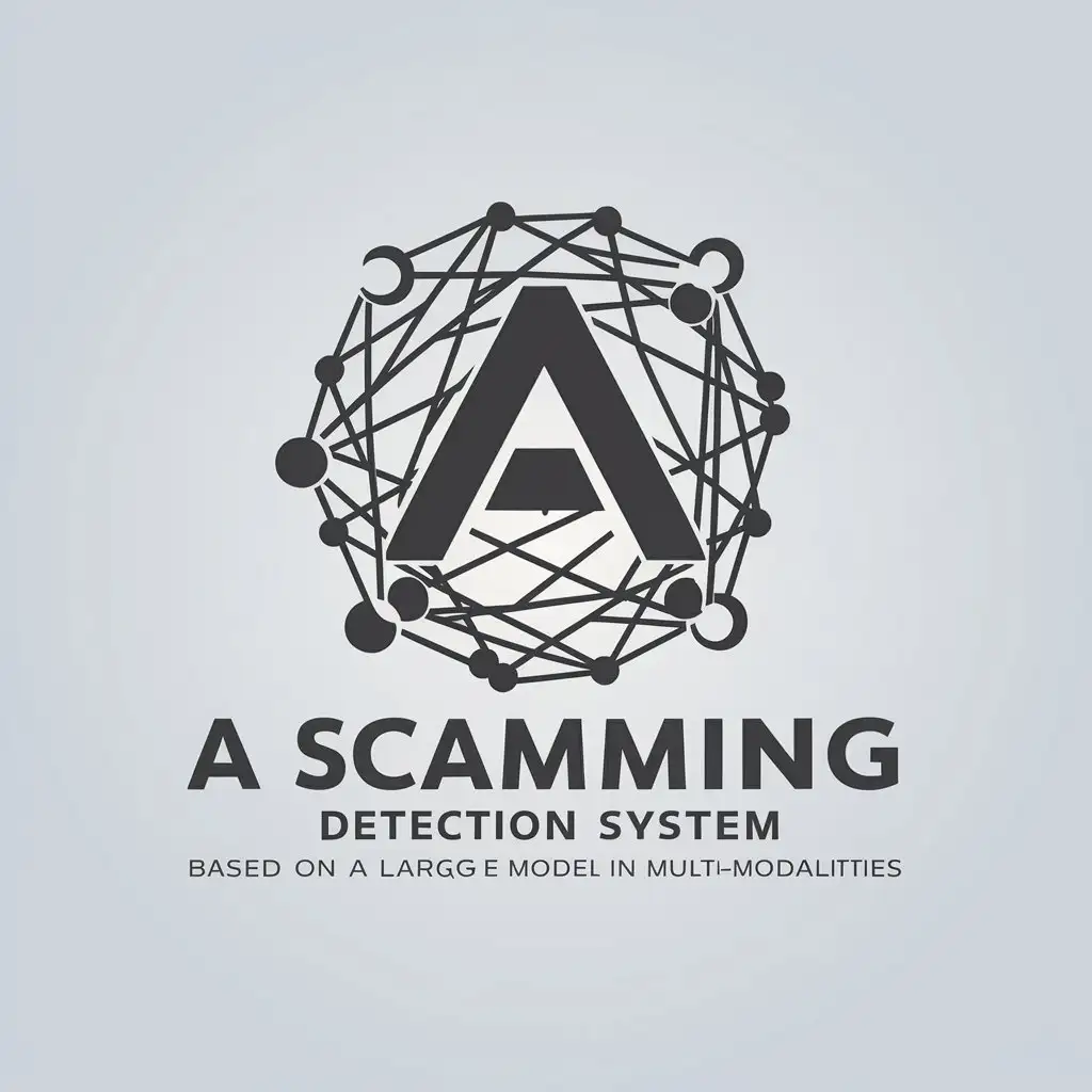 a vector logo design,with the text "A scamming detection system based on a large model in multi-modalities", main symbol:AI,Moderate,be used in Technology industry,clear background