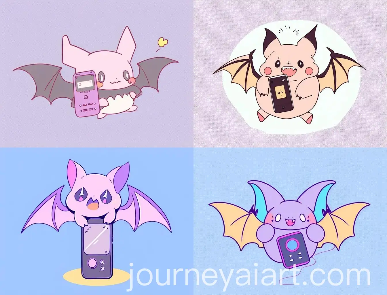Cute-Cartoon-Bat-on-Smartphone-in-Pastel-LoFi-Style