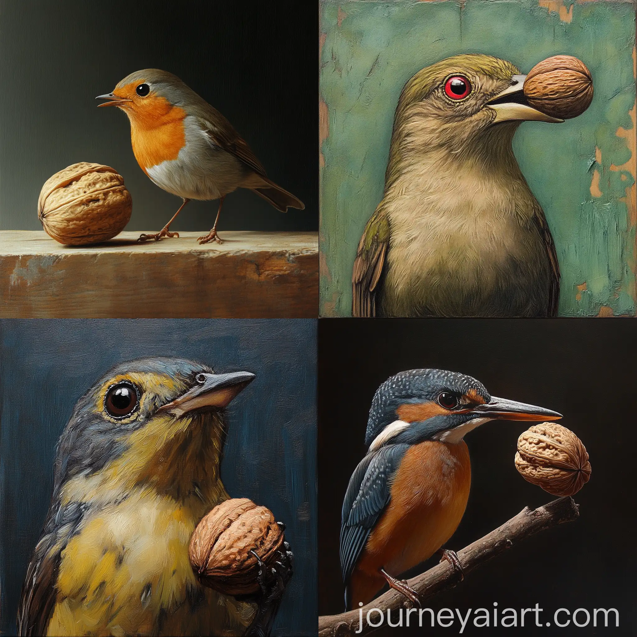 Bird-Pecks-Nut-in-Natural-Setting
