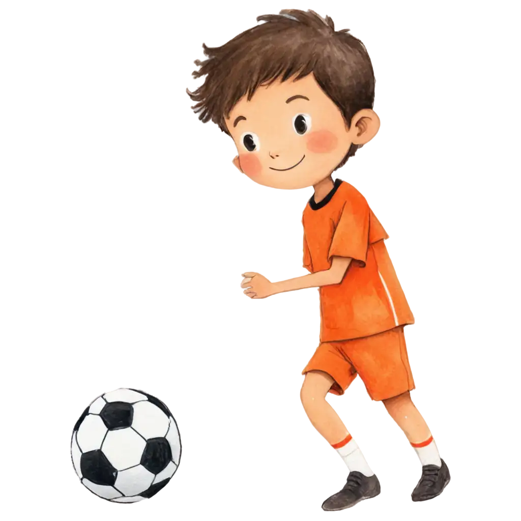 PNG-Image-of-a-Child-Drawing-a-Kid-in-an-Orange-Soccer-Jersey