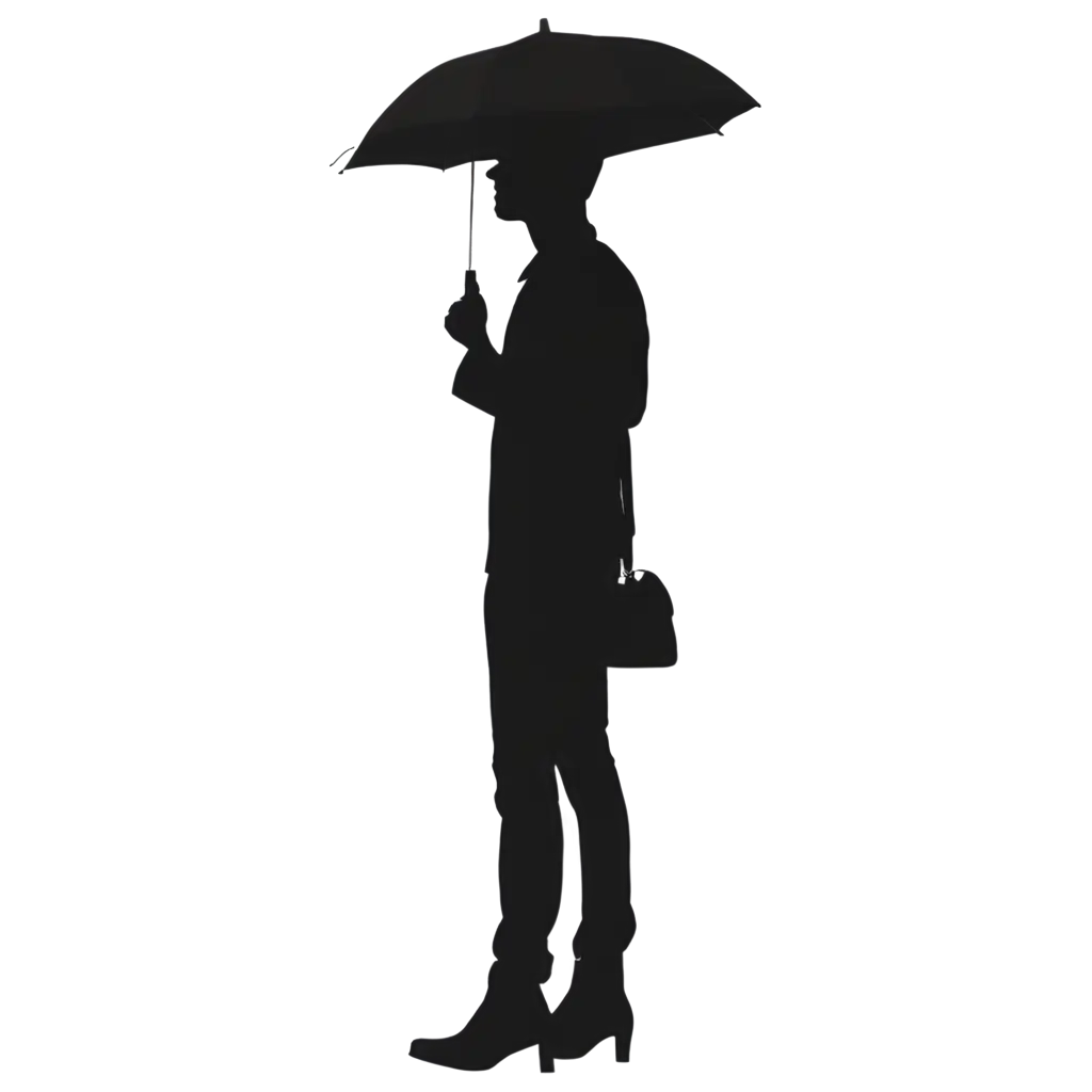 Vector-Silhouette-PNG-of-a-Man-Holding-an-Umbrella-Perfect-for-Various-Creative-Applications