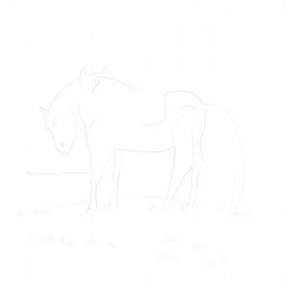 Coloring-Picture-of-a-Horse-Grazing-on-a-Meadow