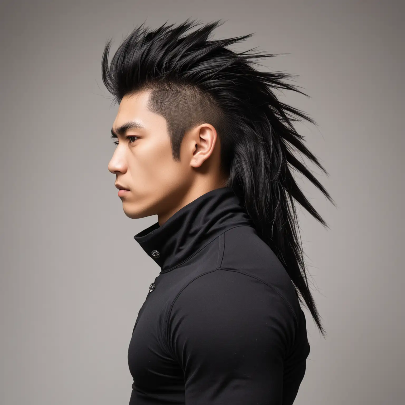 Japanese Male Bodybuilder with Mohawk Hairstyle in Portrait Photography