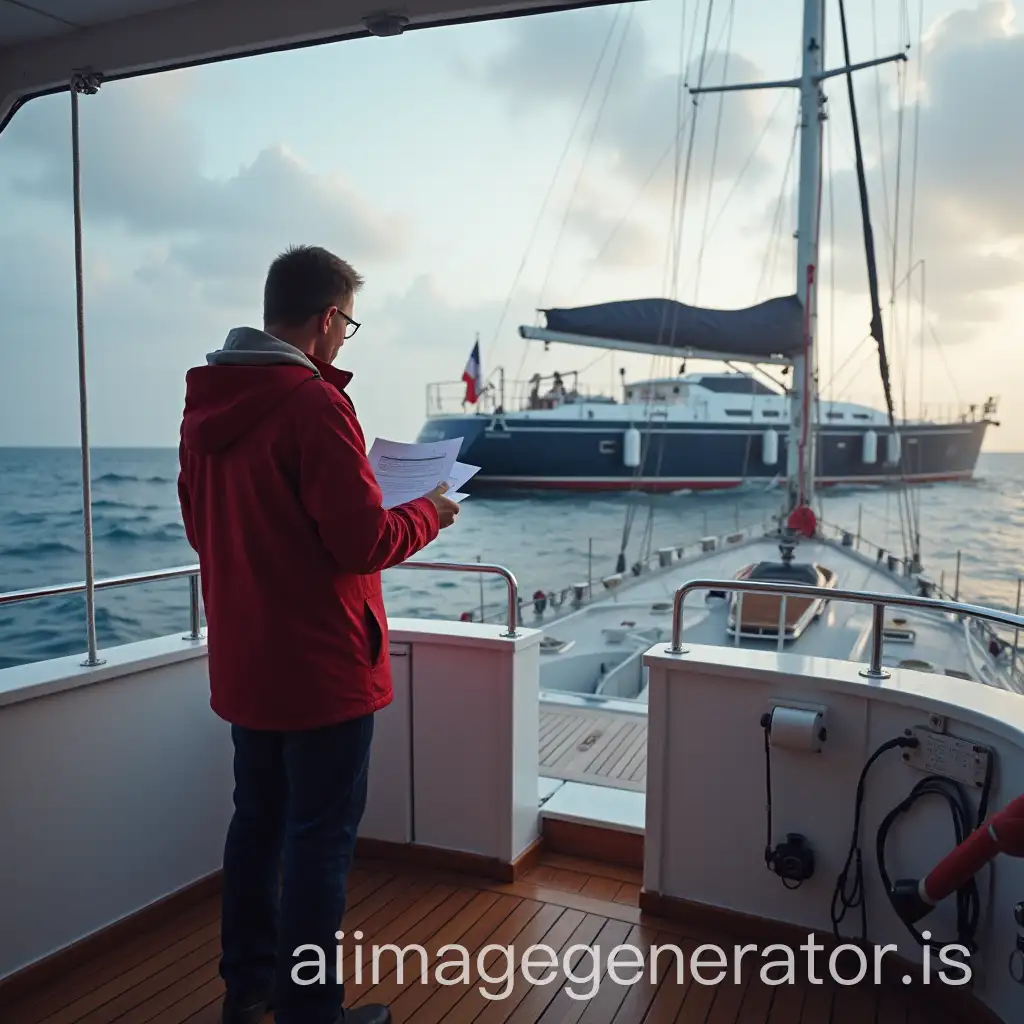 A teacher explains on a yacht