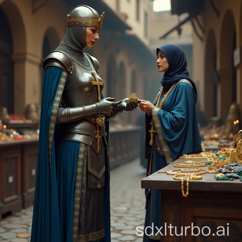 Sporty-KnightQueen-and-Muslim-Merchant-in-Medieval-Market