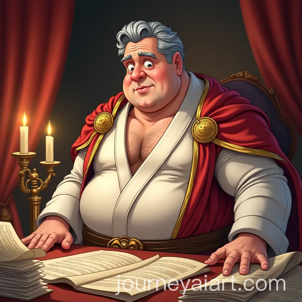 Royal-King-in-a-Chamber-Examining-Ancient-Scrolls