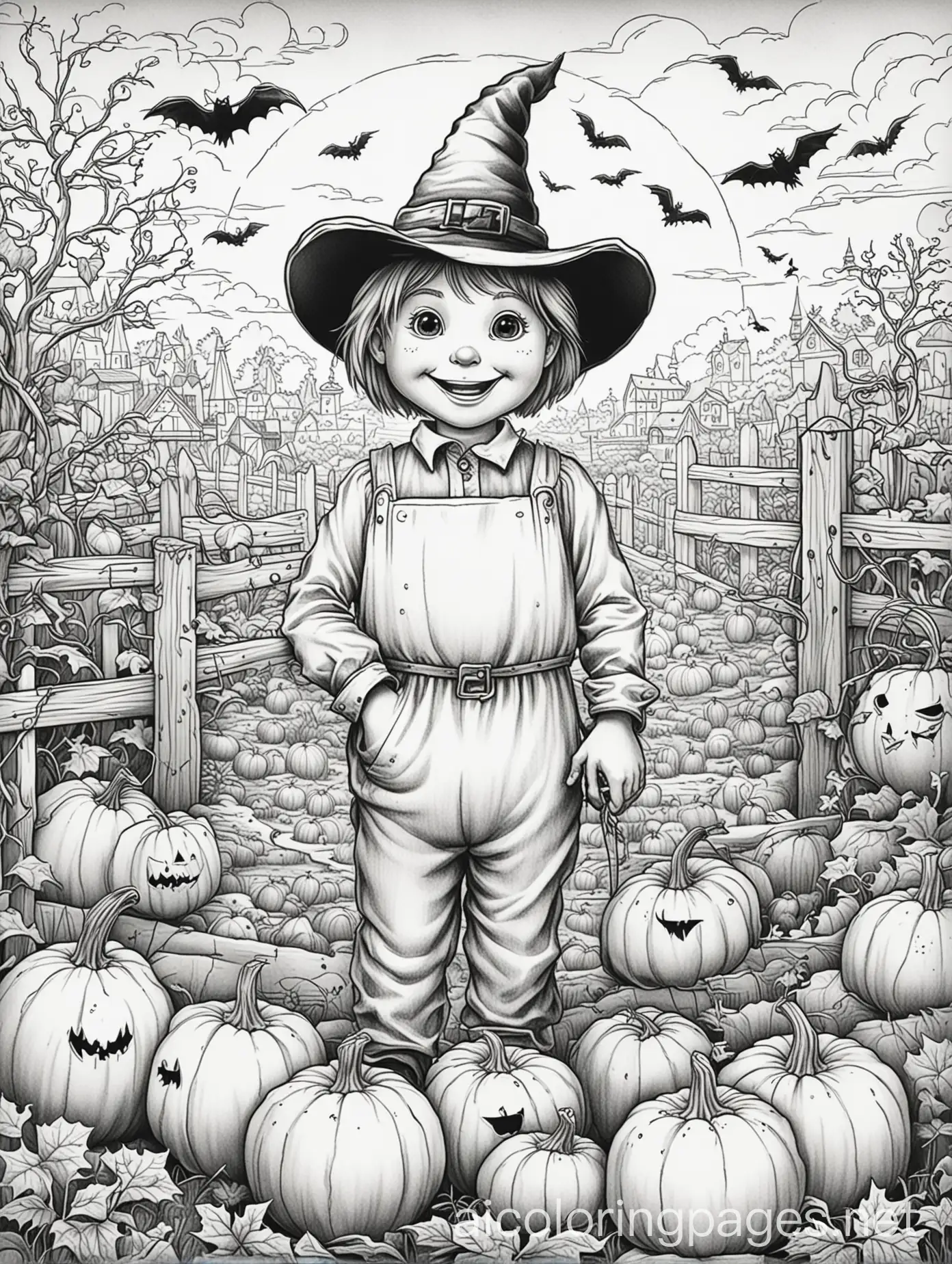 Whimsical-Pumpkin-Patch-with-Friendly-Scarecrow-and-Curious-Crows