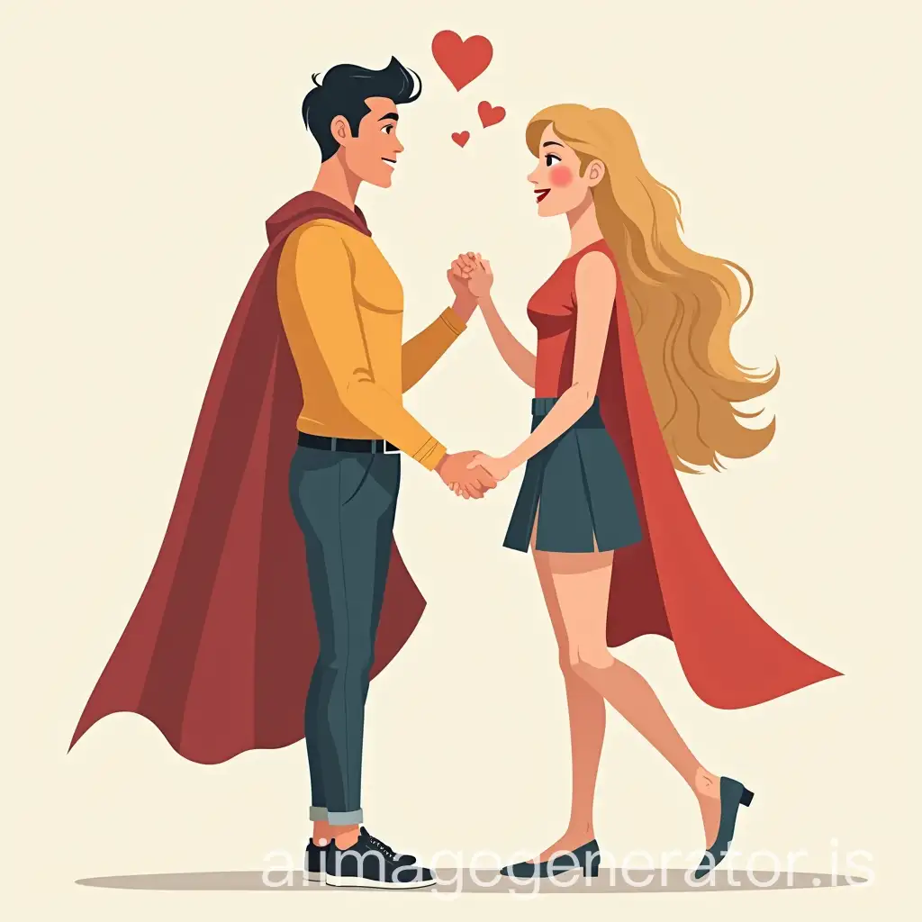 Superhero-Couple-Holding-Hands-and-Gazing-into-Each-Others-Eyes