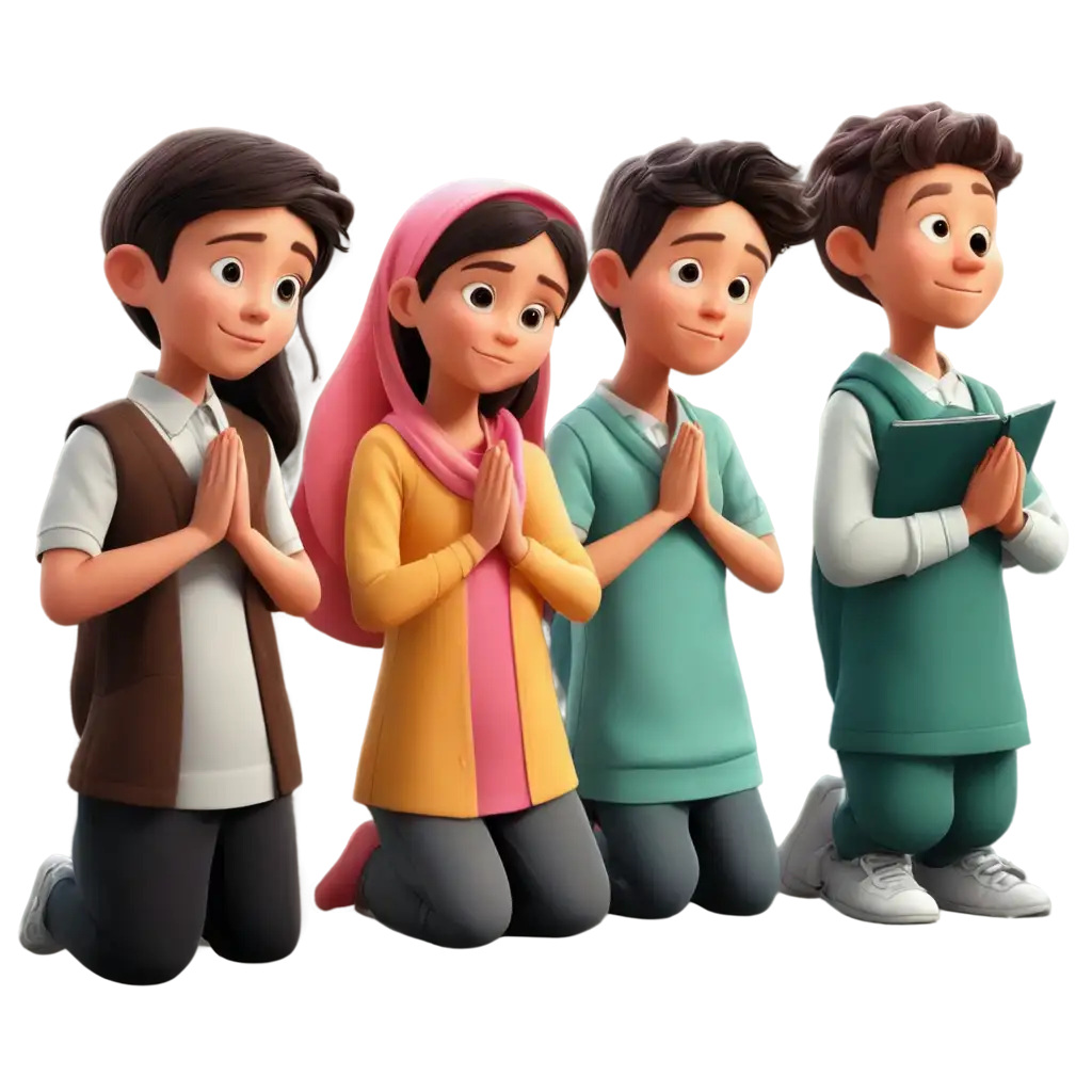 Students-Praying-at-the-Mosque-Cartoon-PNG-HighQuality-Clear-Image-for-Diverse-Uses