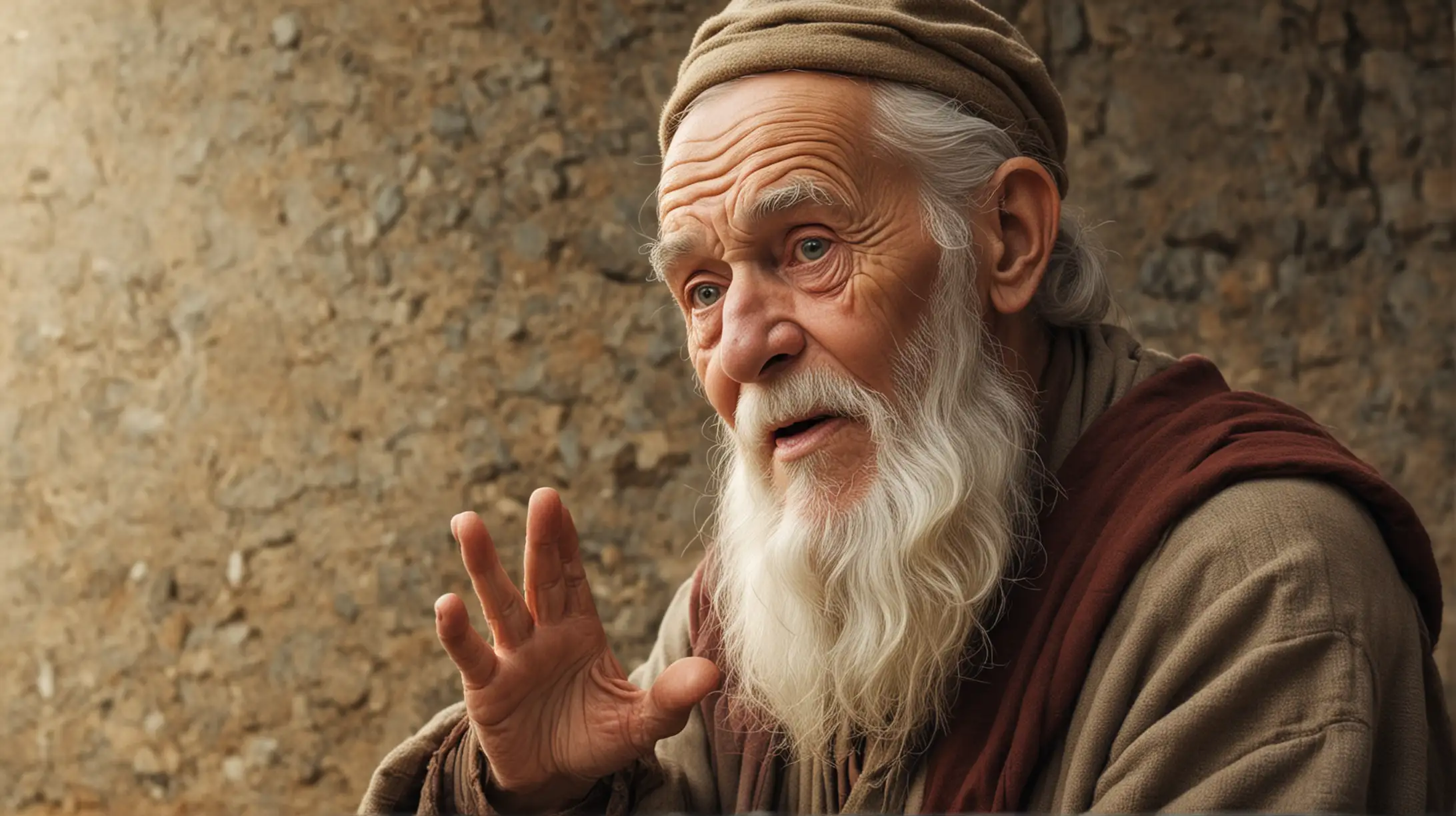 Wise Old Man Sharing Parable with Young Listener